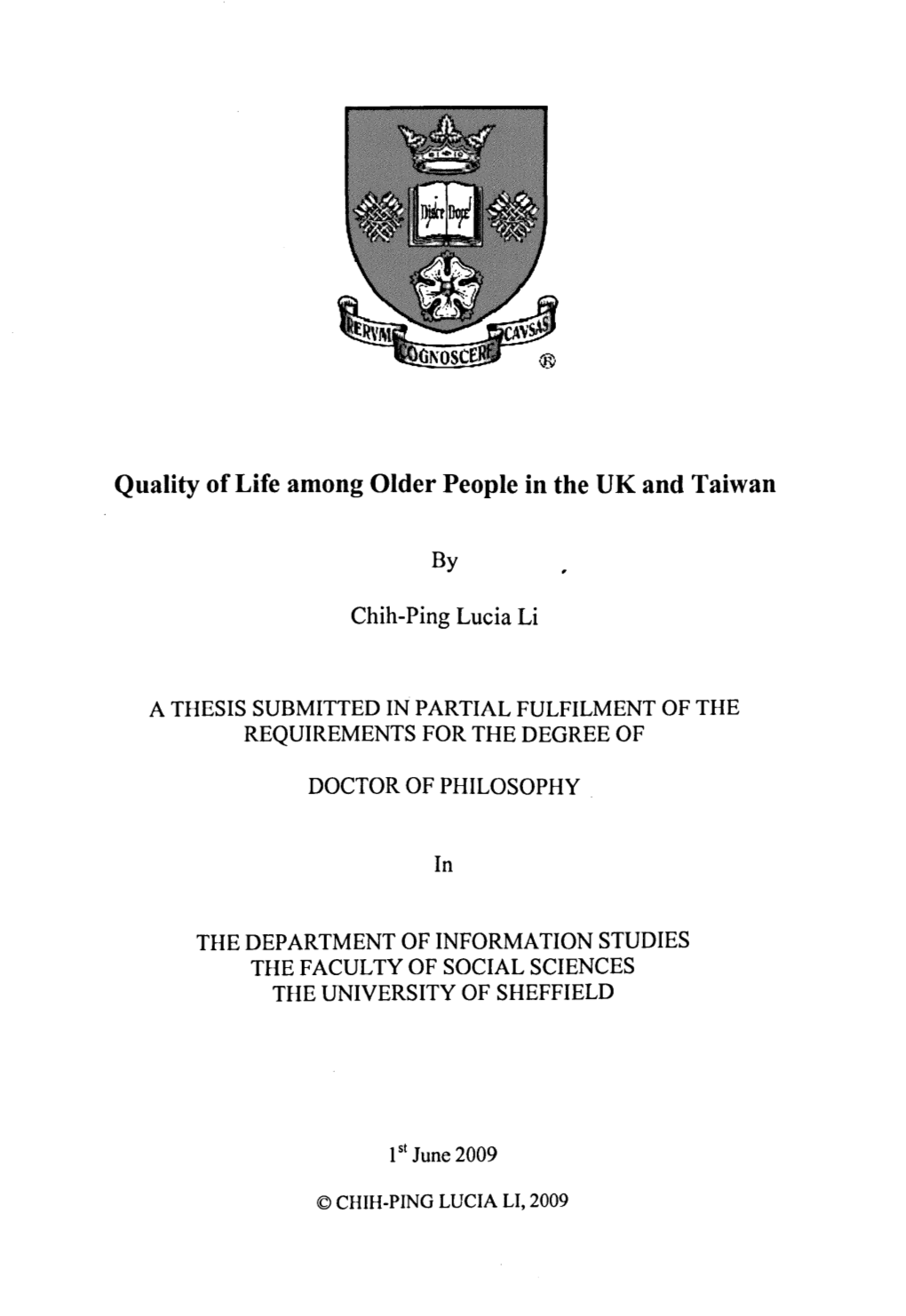 Quality of Life Among Older People in the UK and Taiwan