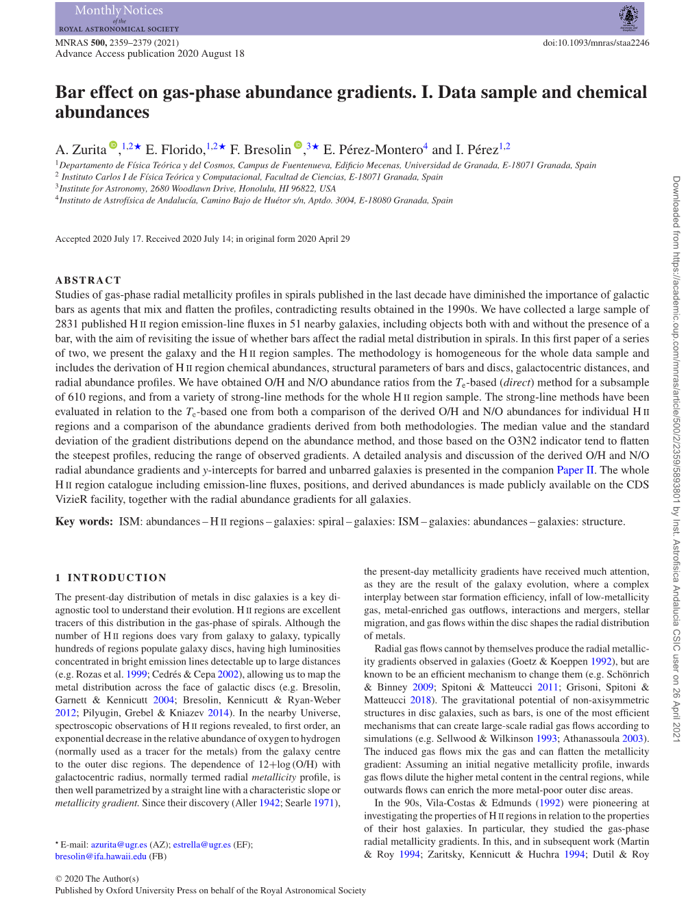 Bar Effect on Gas-Phase Abundance Gradients. I. Data Sample and Chemical Abundances