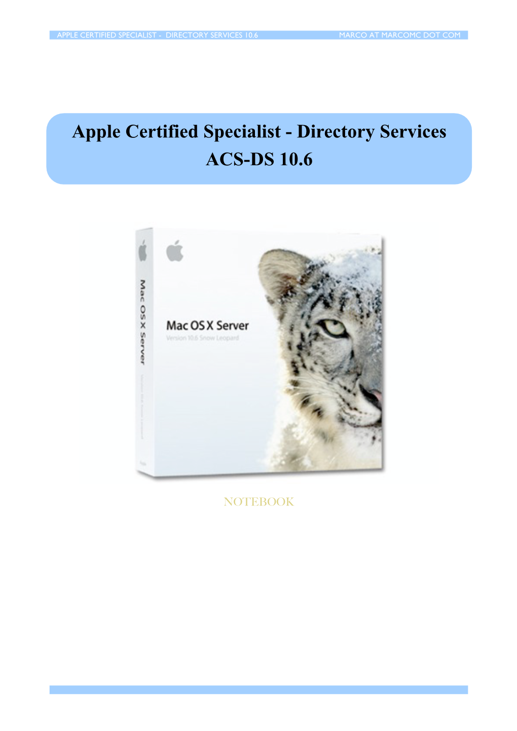 Mac OS X Directory Services V10.6