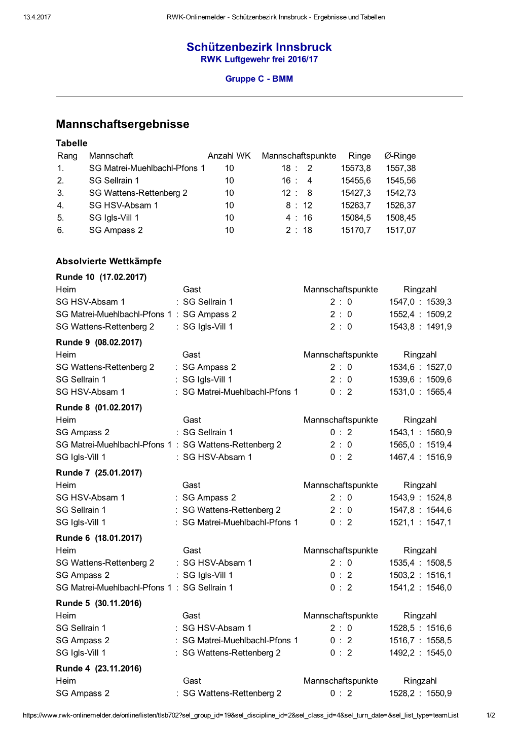 RWK-2016-17 Gruppe C – Matrei 1