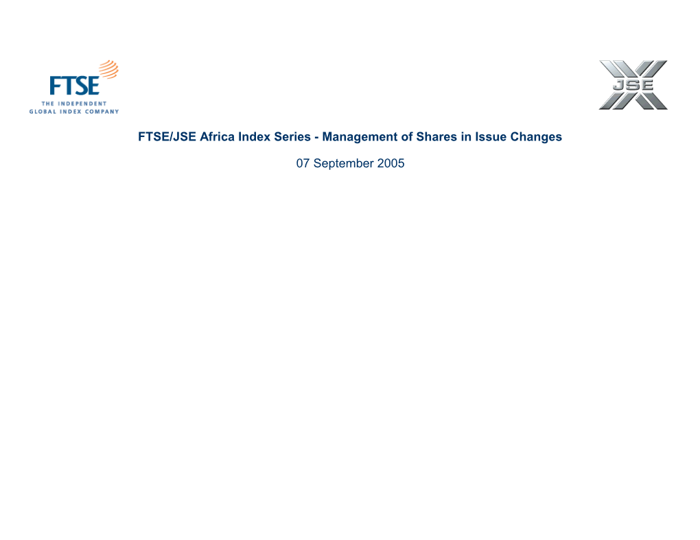 20050919-Management of Shares in Issue Changes