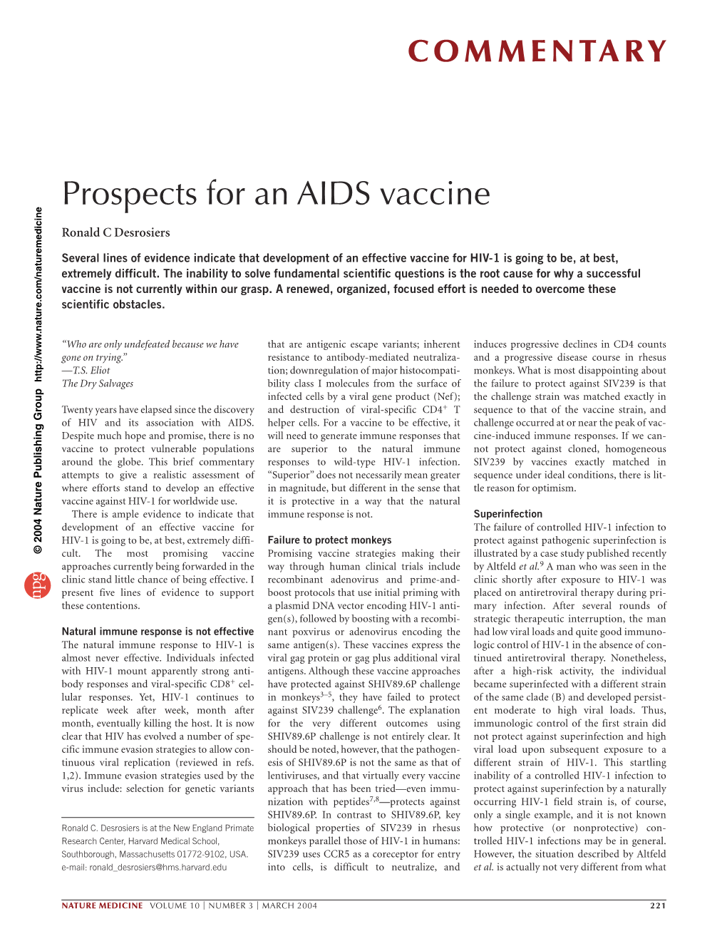 Prospects for an AIDS Vaccine