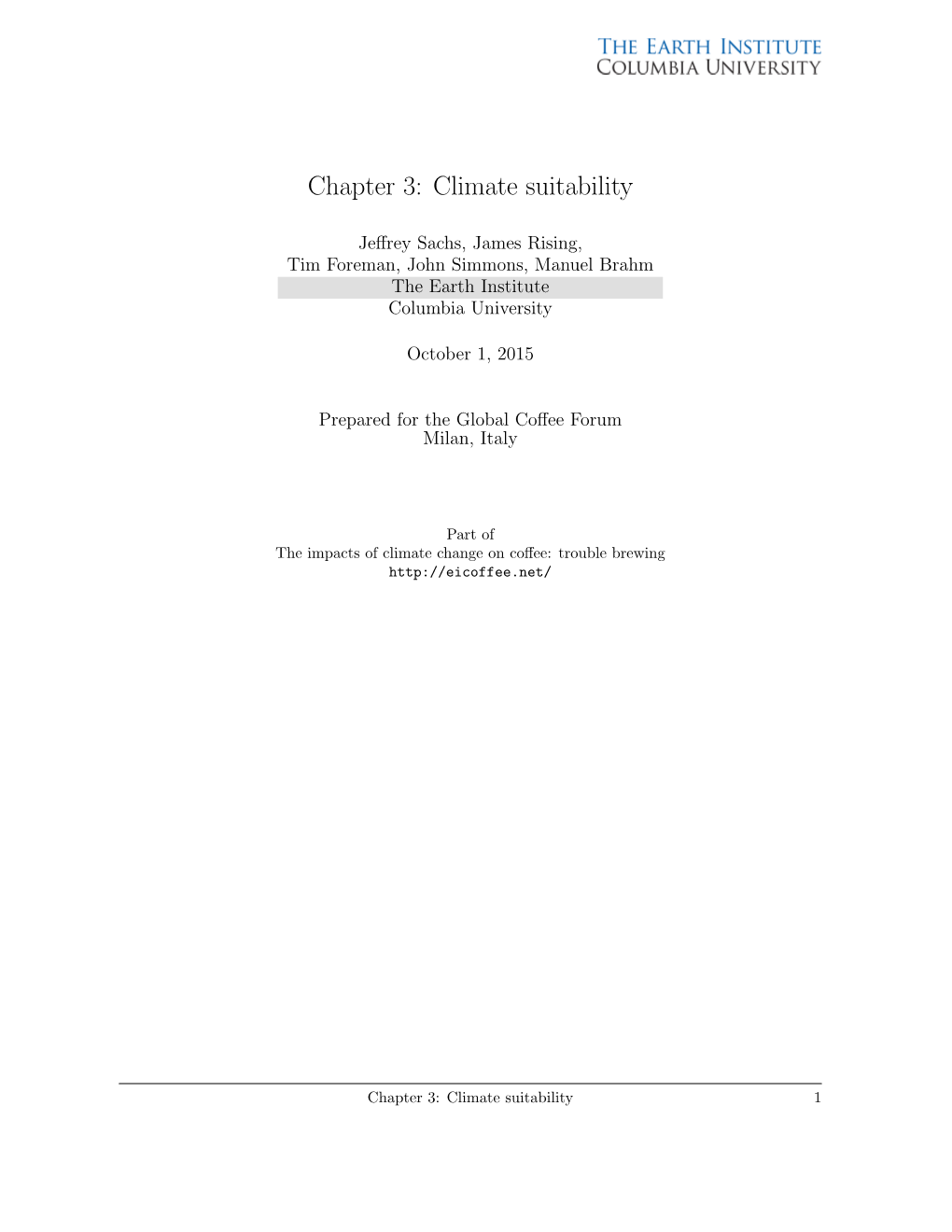 Chapter 3: Climate Suitability