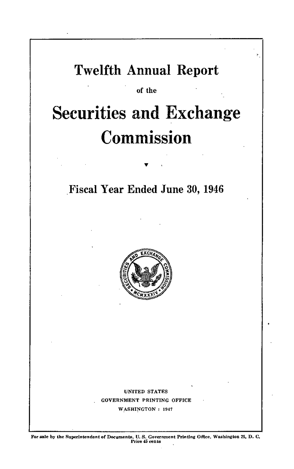 Twelfth Annual Report of the Securities and Exchange Commission