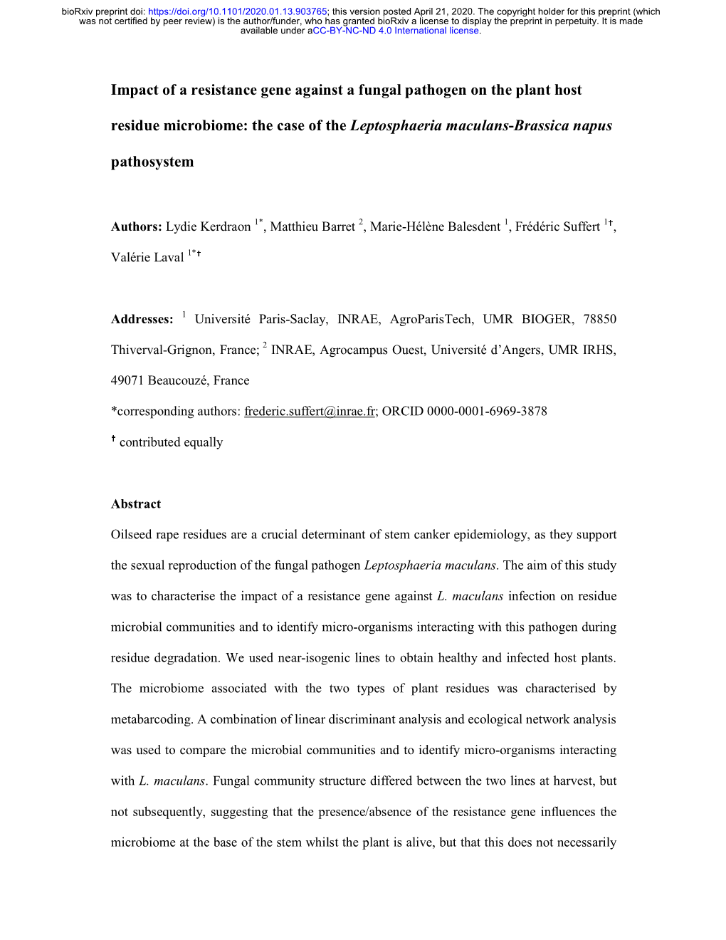 Impact of a Resistance Gene Against a Fungal Pathogen on the Plant Host