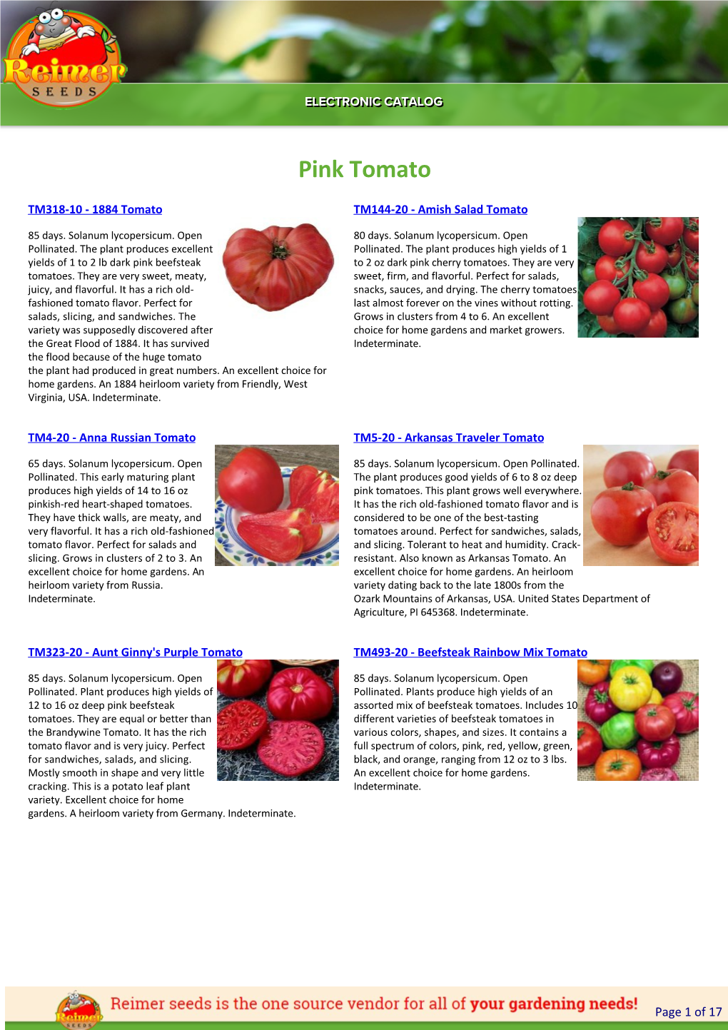 Reimer Seeds Catalog