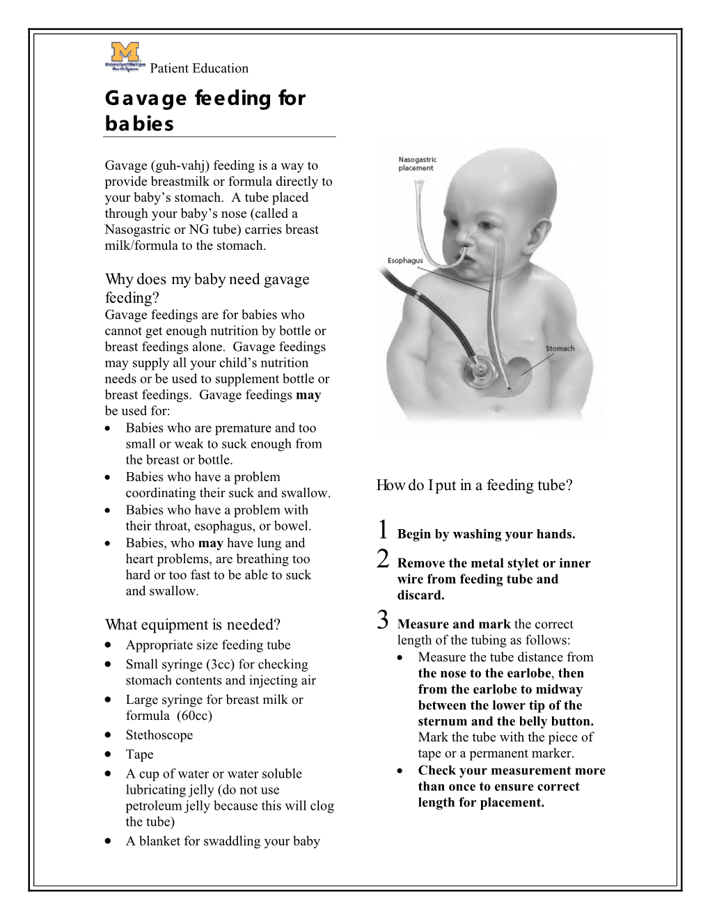 Gavage Feeding for Babies Is for Educational Purposes Only