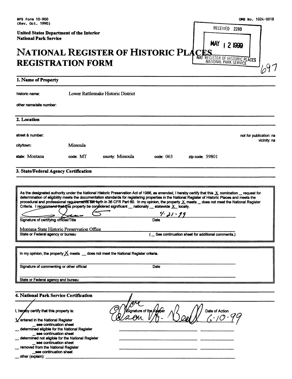 National Register of Historic Pl^ .Cesl I2s99 Registration Form I——Nat