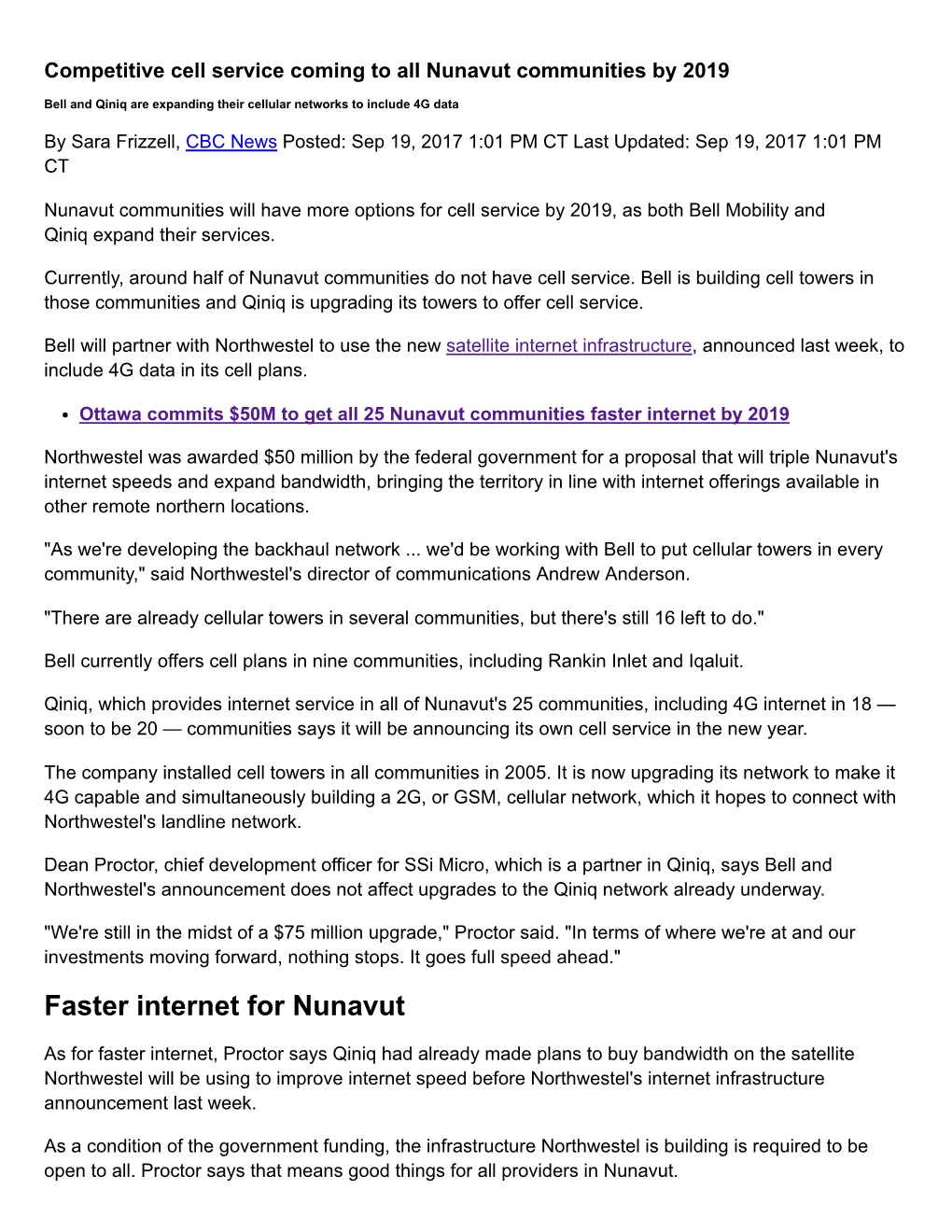 Faster Internet for Nunavut