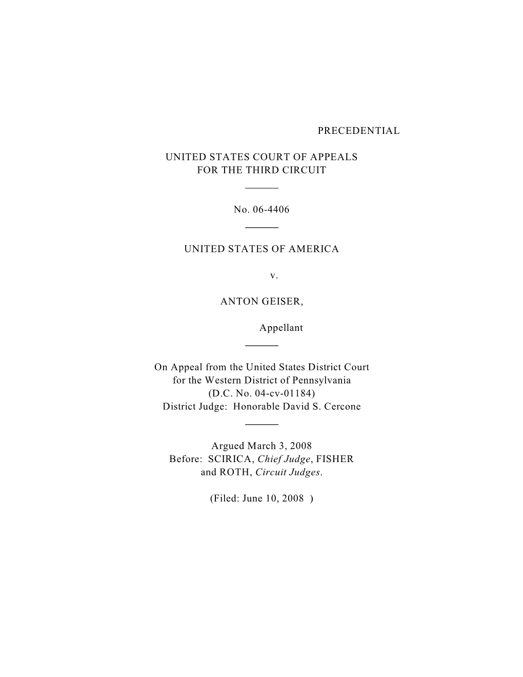 Precedential United States Court of Appeals for The