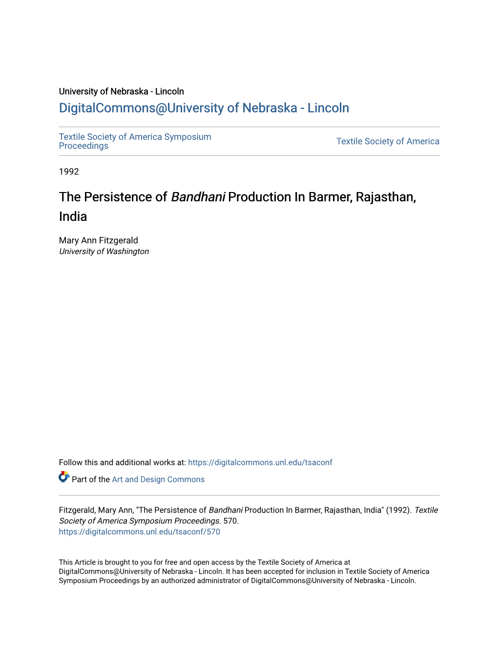 The Persistence of Bandhani Production in Barmer, Rajasthan, India