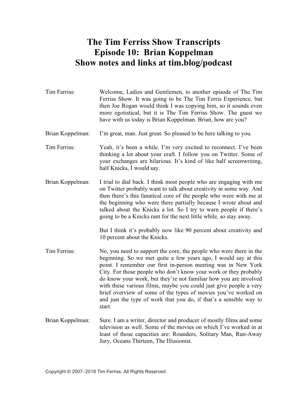 10: Brian Koppelman, Co-Writer/Producer Of