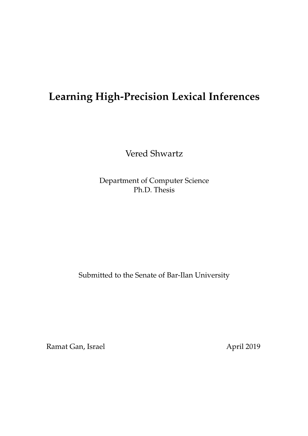 Learning High-Precision Lexical Inferences