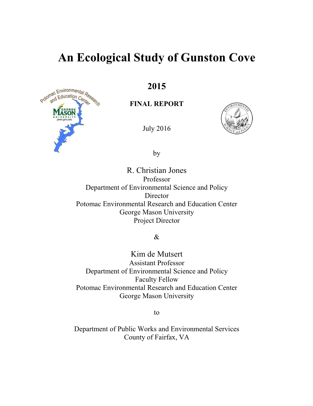 An Ecological Study of Gunston Cove