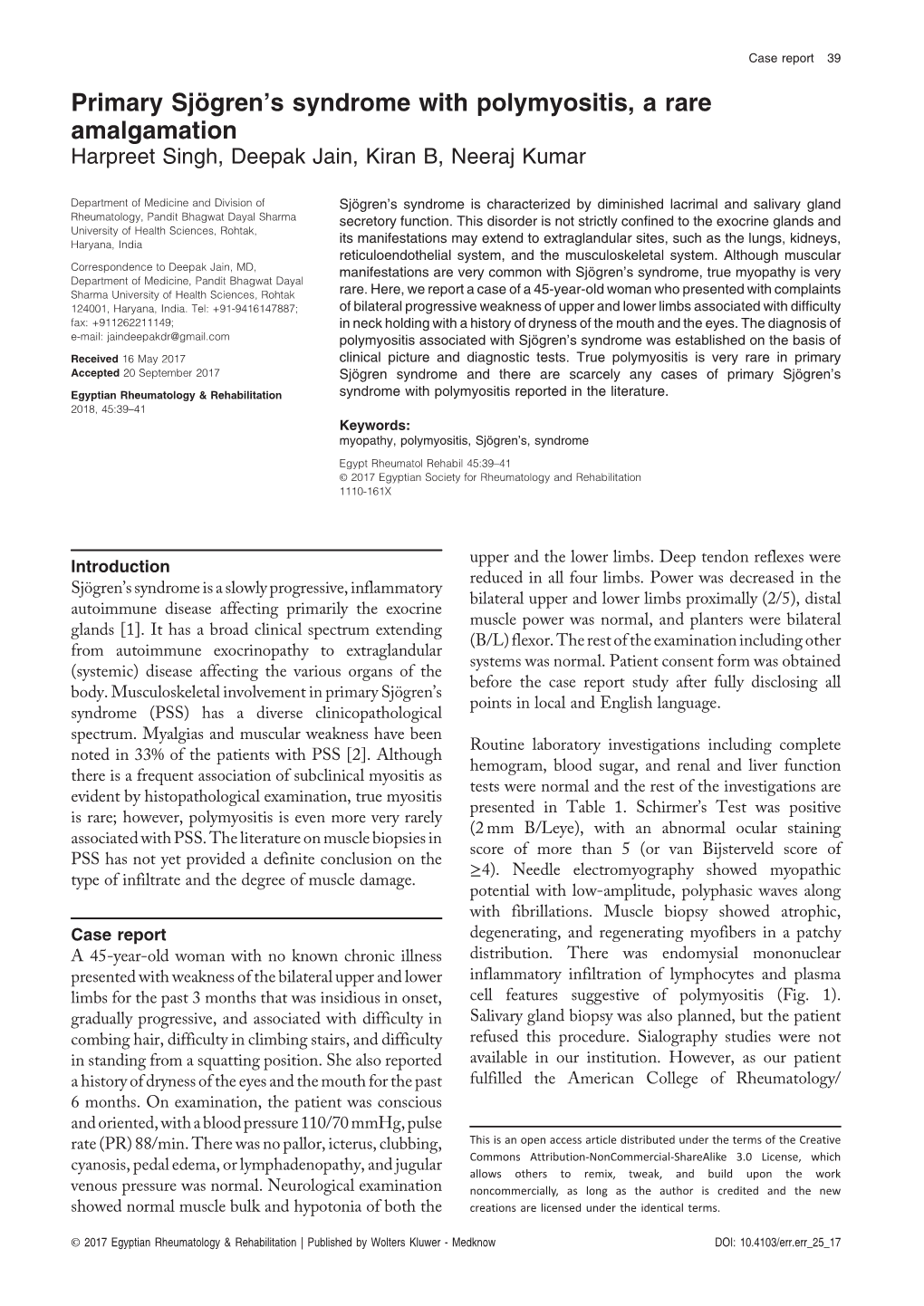 Primary Sjögren's Syndrome with Polymyositis, a Rare Amalgamation