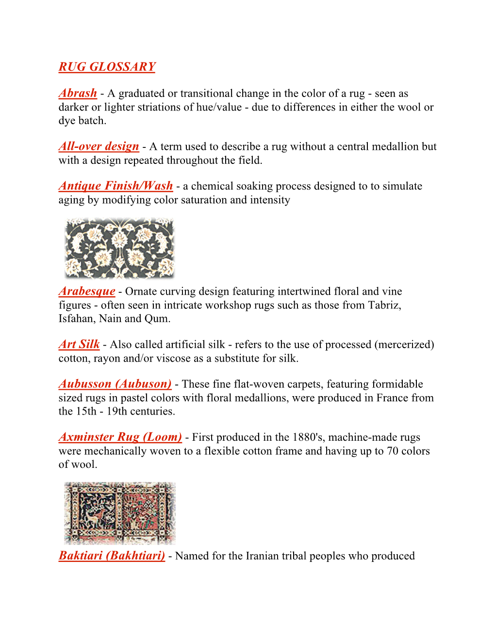 Rug Glossary