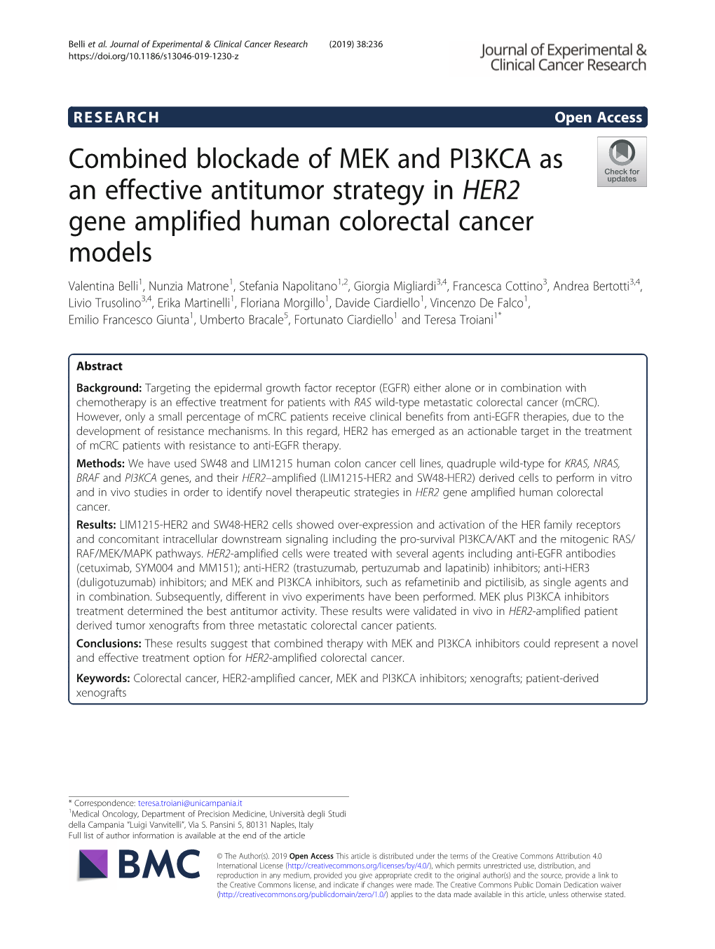 Combined Blockade of MEK and PI3KCA As an Effective Antitumor