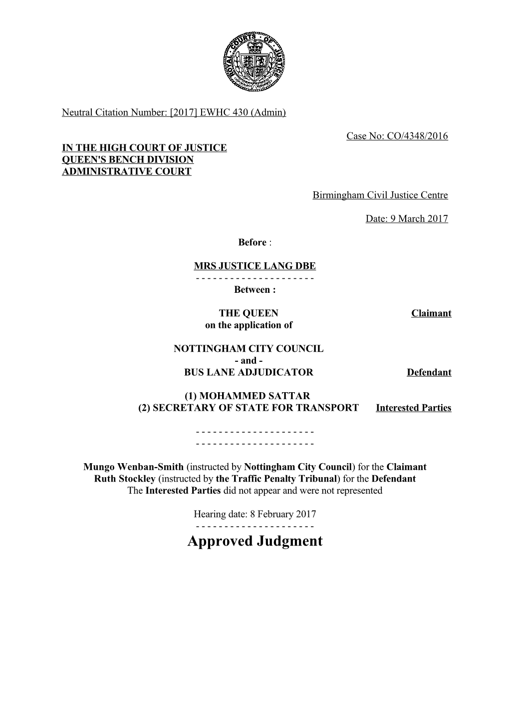 High Court Judgment Template s17