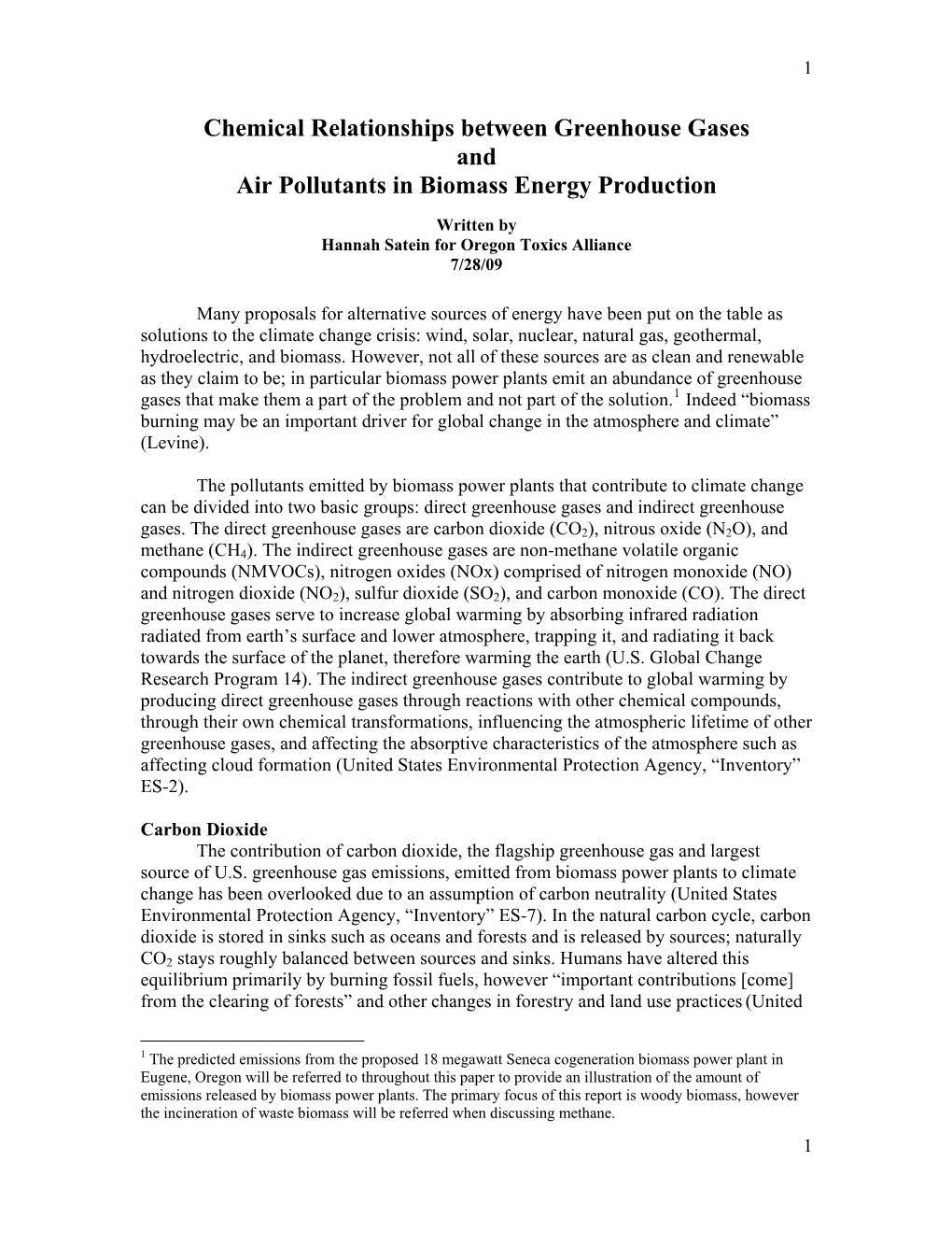 Chemical Relationships Between Greenhouse Gases and Air Pollutants in Biomass Energy Production