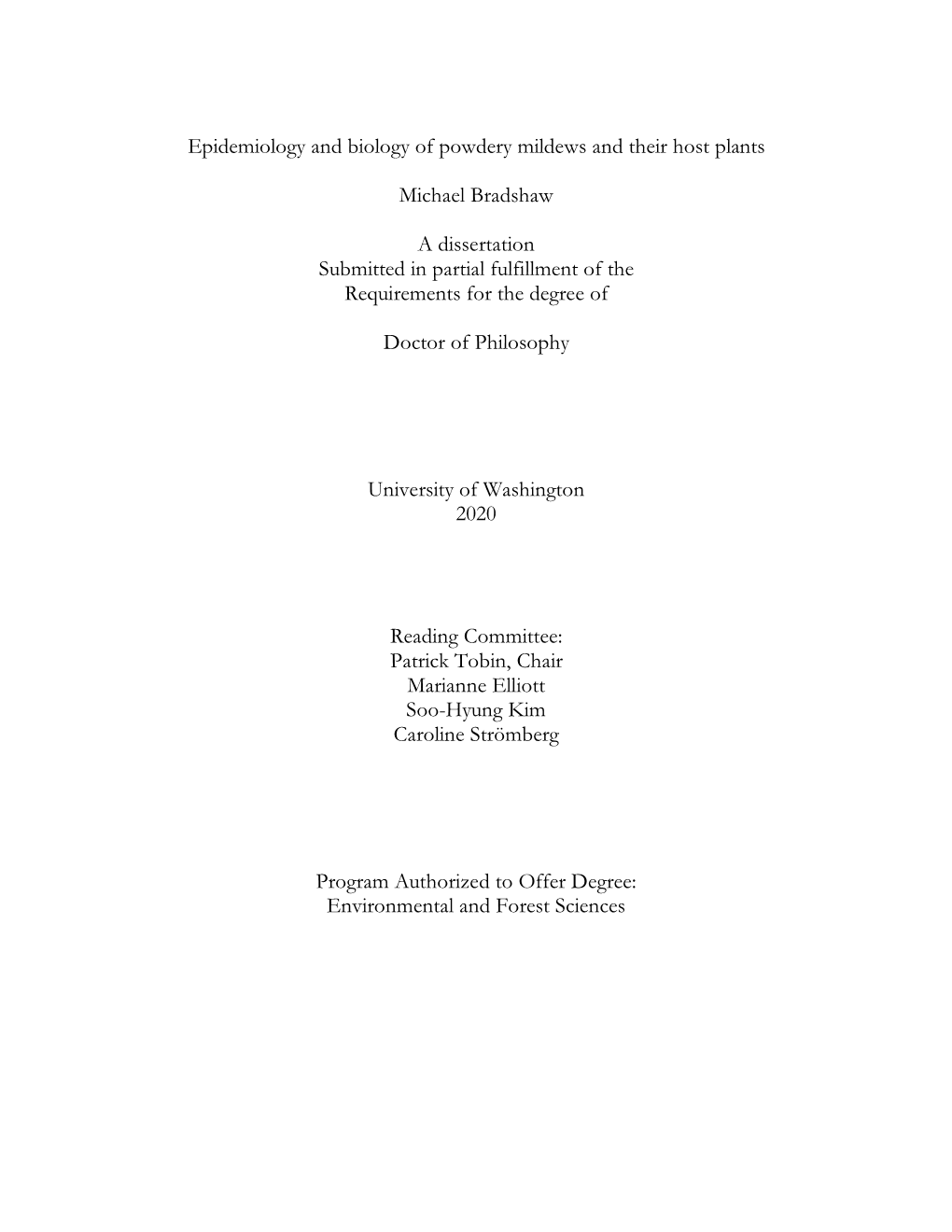 Epidemiology and Biology of Powdery Mildews and Their Host Plants