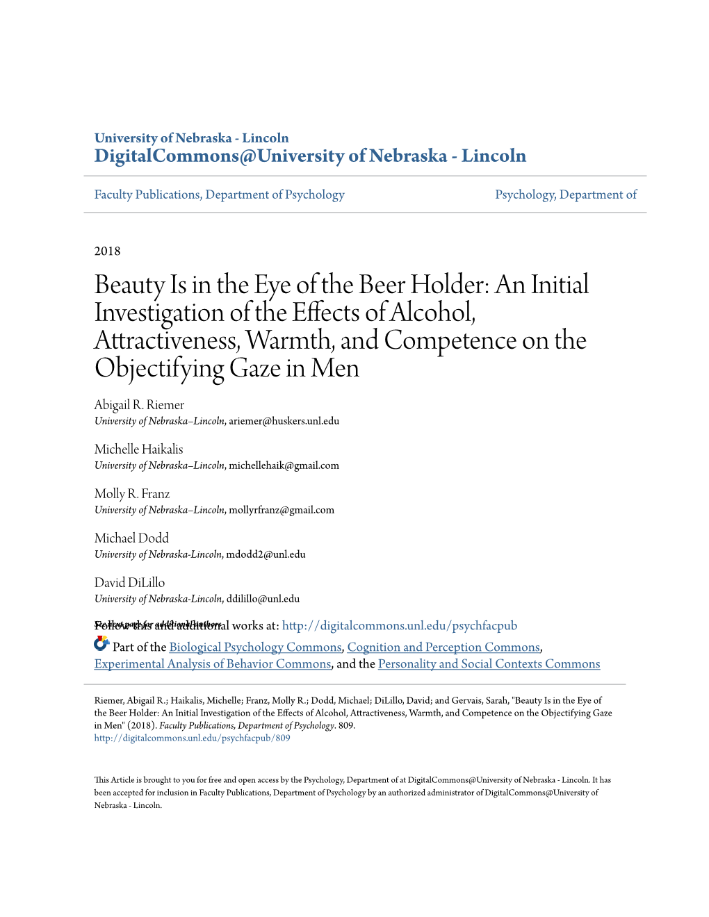 Beauty Is in the Eye of the Beer Holder: an Initial Investigation of the Effects of Alcohol, Attractiveness, Warmth, and Compete