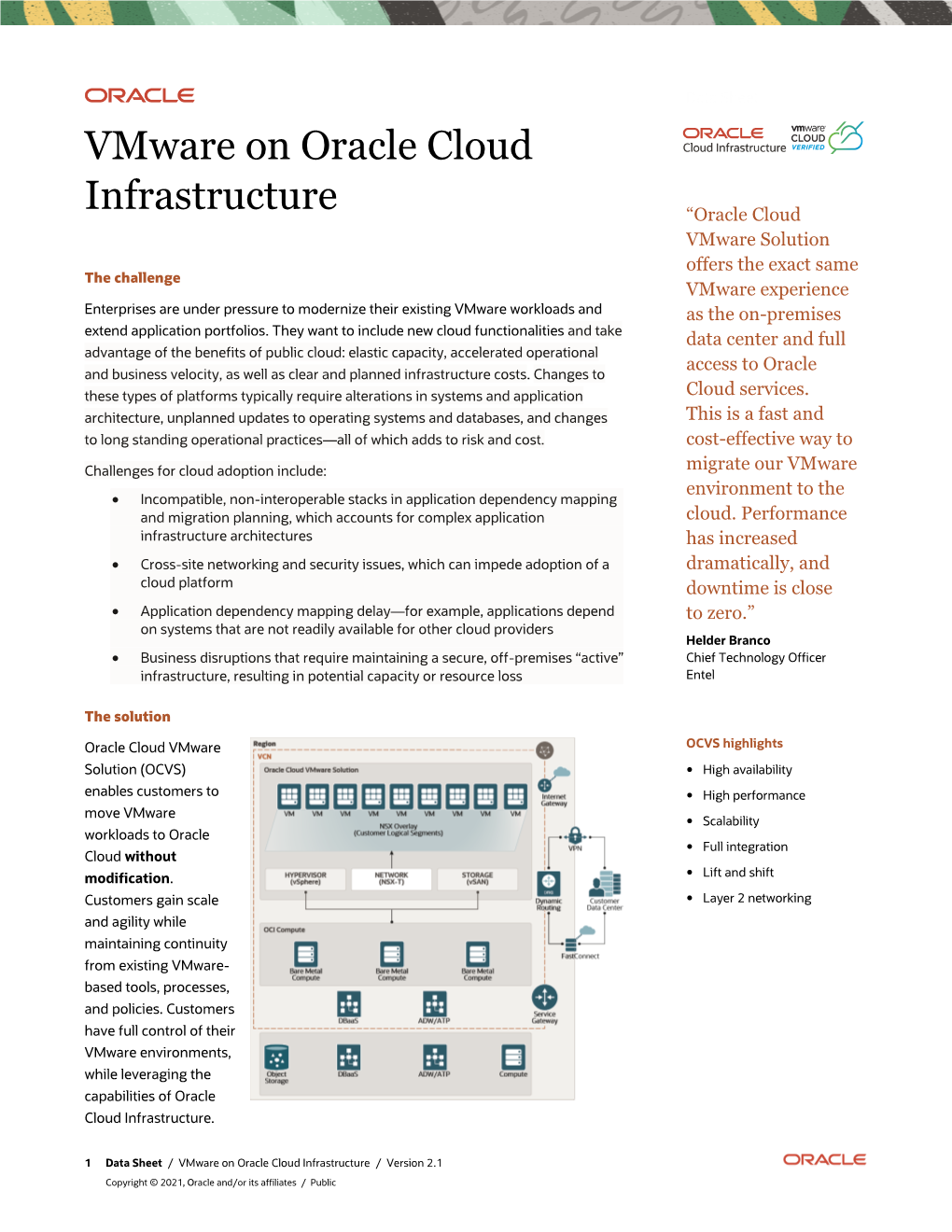 Vmware on Oracle Cloud Infrastructure / Version 2.1