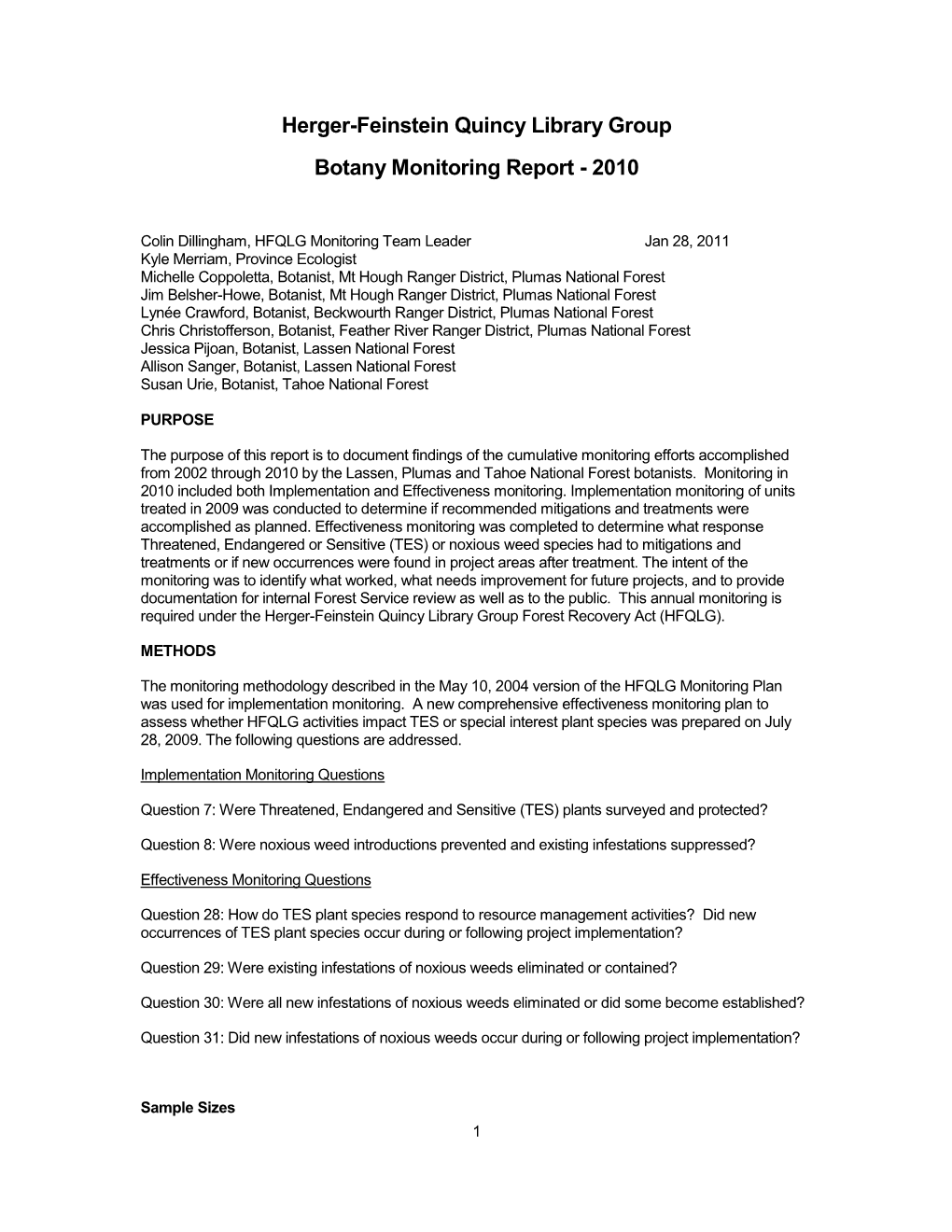 Botany Monitoring Report - 2010