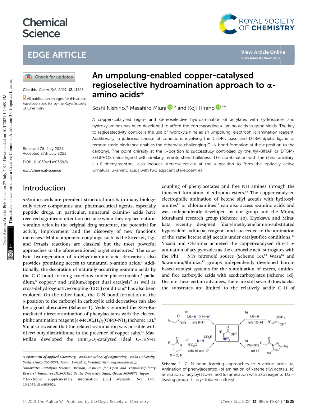 An Umpolung-Enabled Copper-Catalysed Regioselective Hydroamination Approach to A- Cite This: Chem