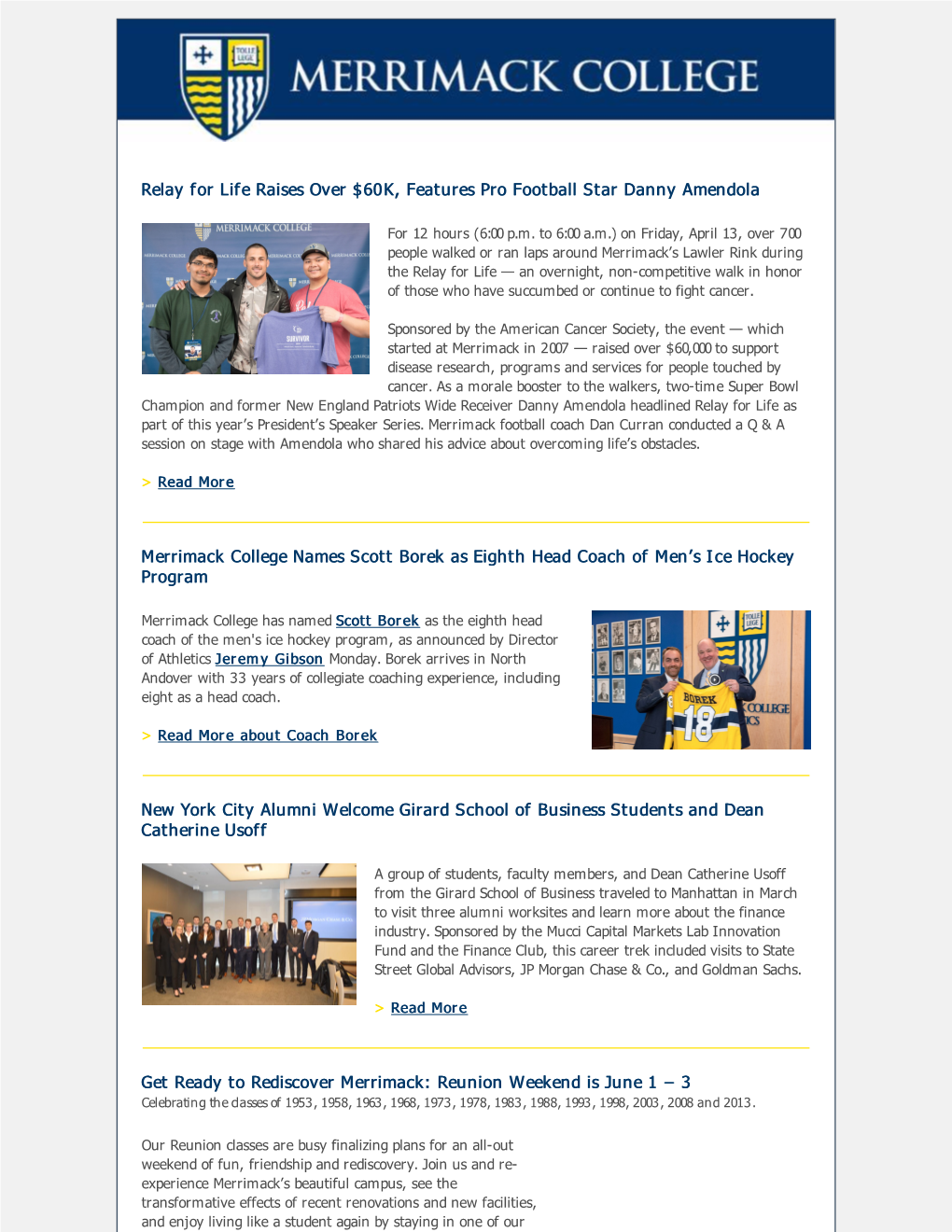 Merrimack College Alumni Newsletter April 2018