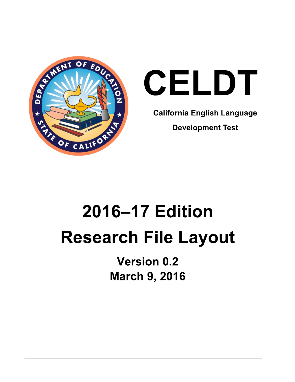 CELDT 2016 17 Edition: Research File Layout