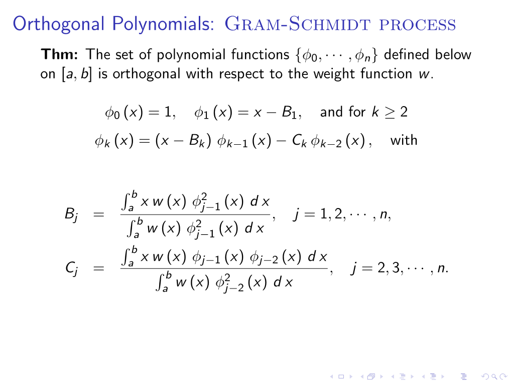 Orthogonal Polynomials: Gram-Schmidt Process