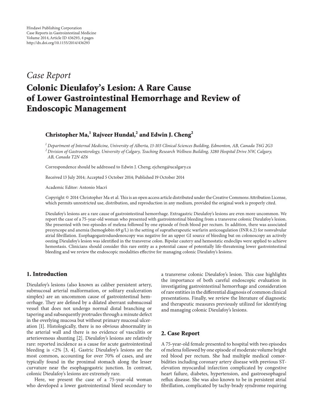 Colonic Dieulafoy's Lesion: a Rare Cause of Lower Gastrointestinal