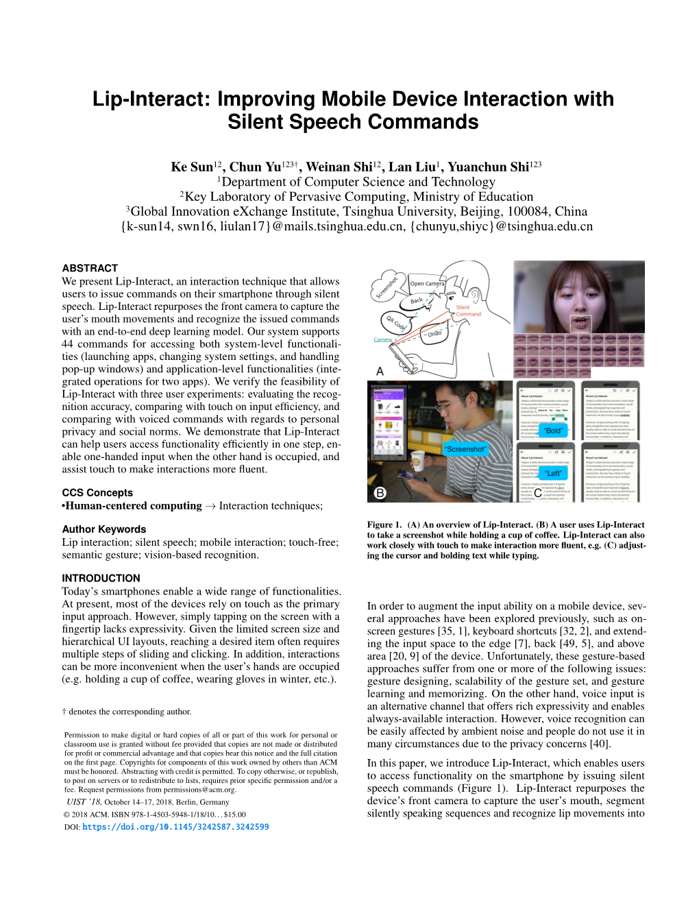 Improving Mobile Device Interaction with Silent Speech Commands