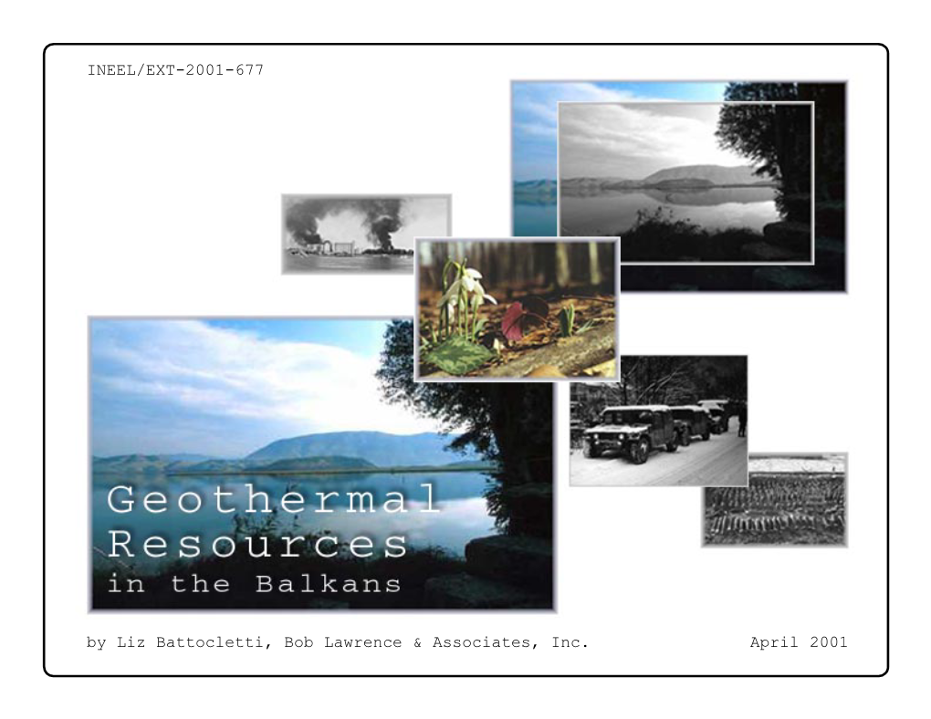 Geothermal Resources in the Balkans April 2001 Table of Contents