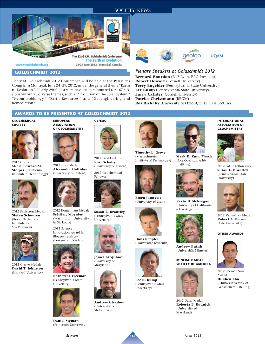 April 2012 European Association of Geochemistry