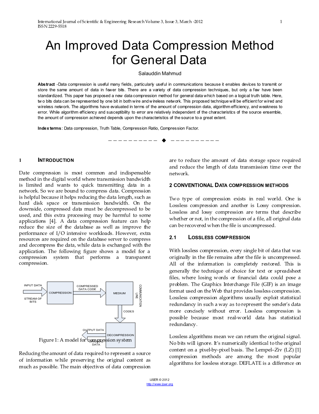 An Improved Data Compression Method for General Data Salauddin Mahmud