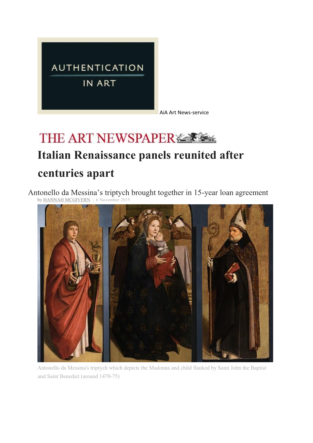 Italian Renaissance Panels Reunited After Centuries Apart