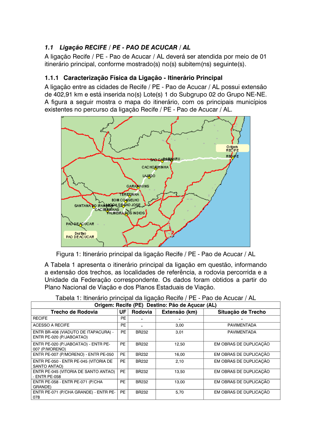 PAO DE ACUCAR / AL a Ligação Recife / PE