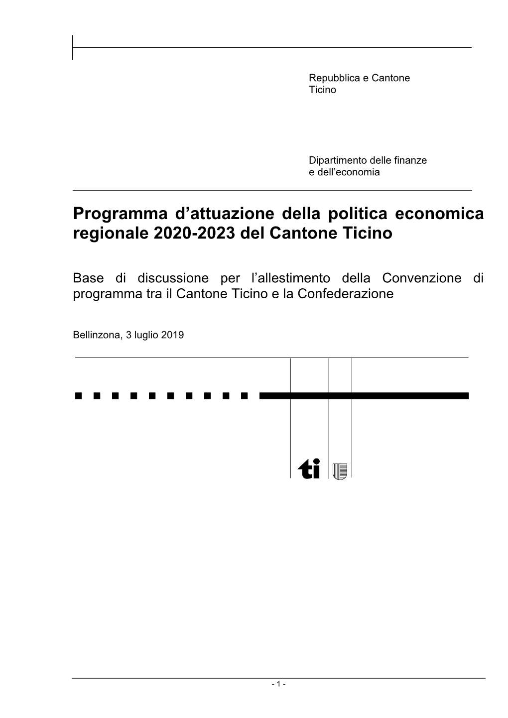 Programma D'attuazione Della Politica Economica Regionale 2020-2023
