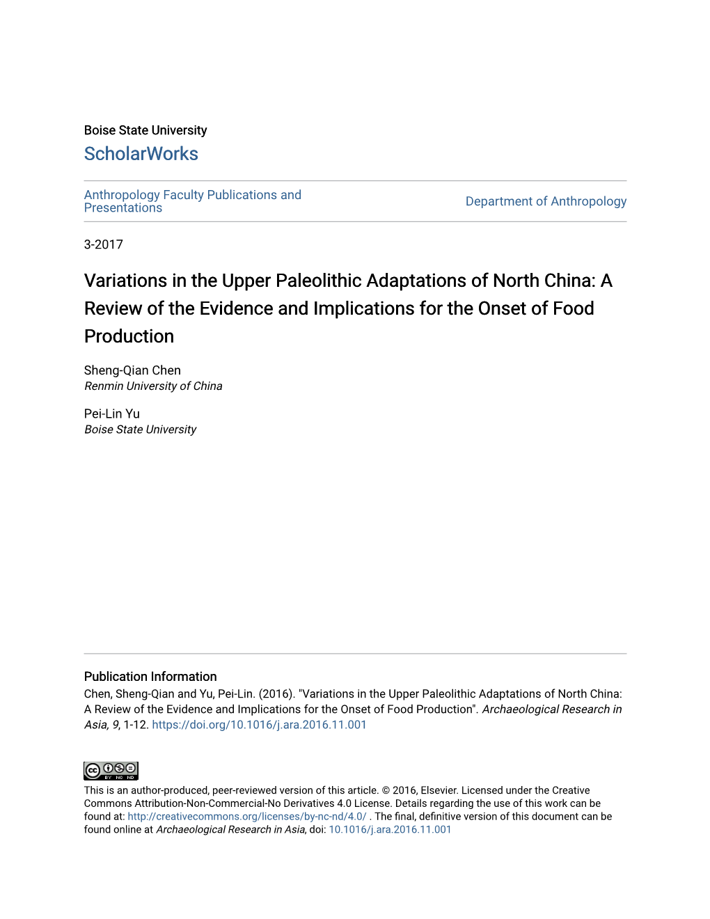 Variations in the Upper Paleolithic Adaptations of North China: a Review of the Evidence and Implications for the Onset of Food Production