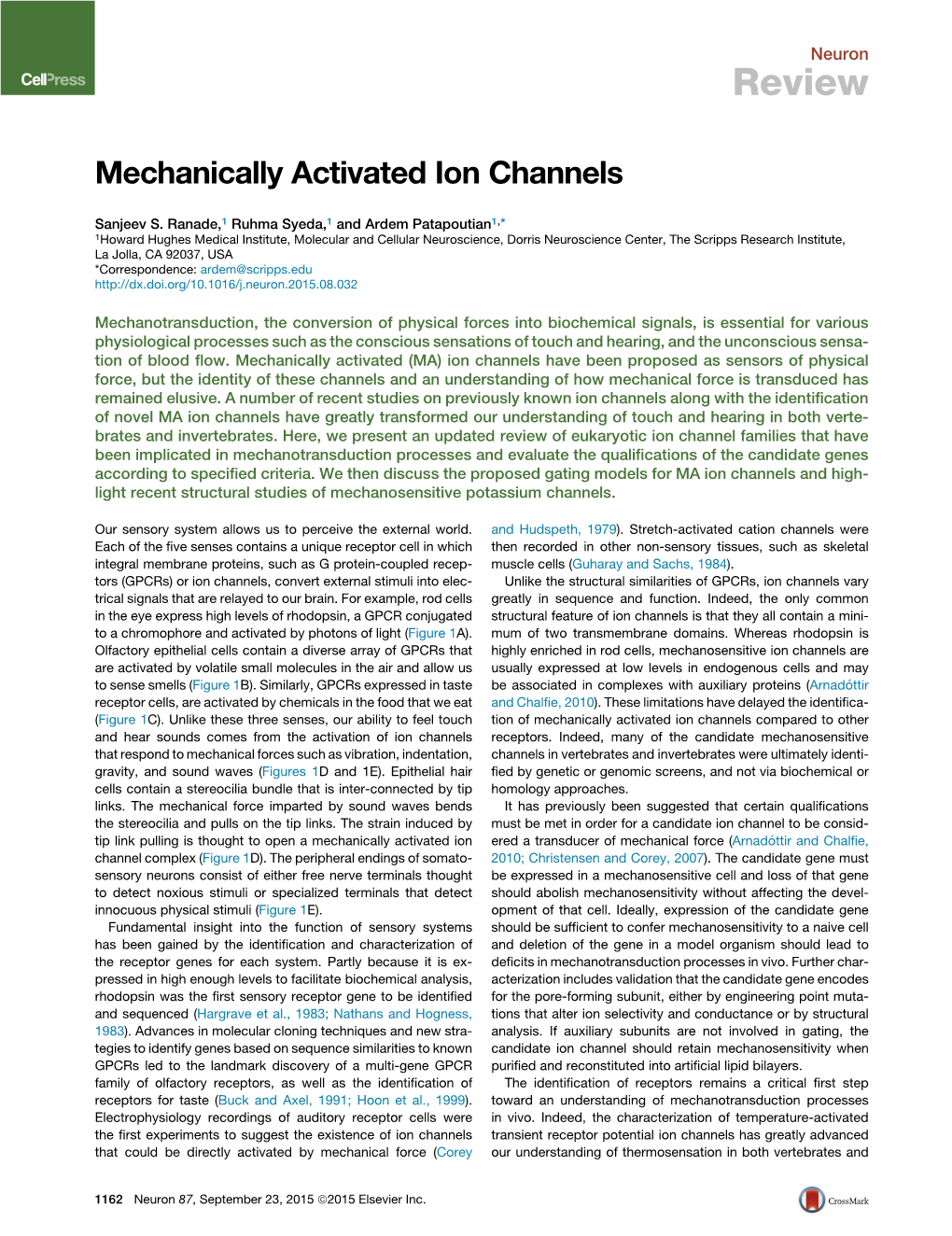 Mechanically Activated Ion Channels