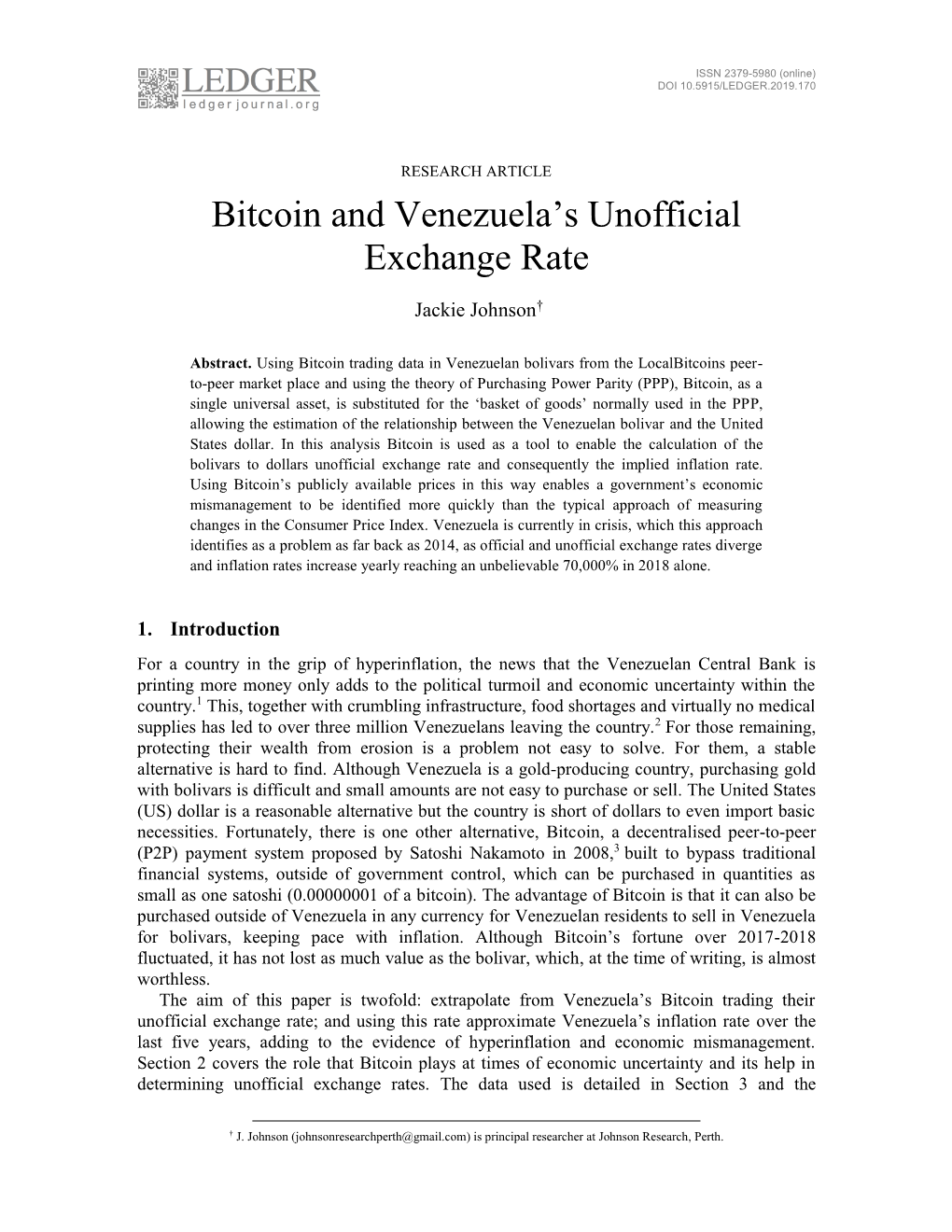 Bitcoin and Venezuela's Unofficial Exchange Rate