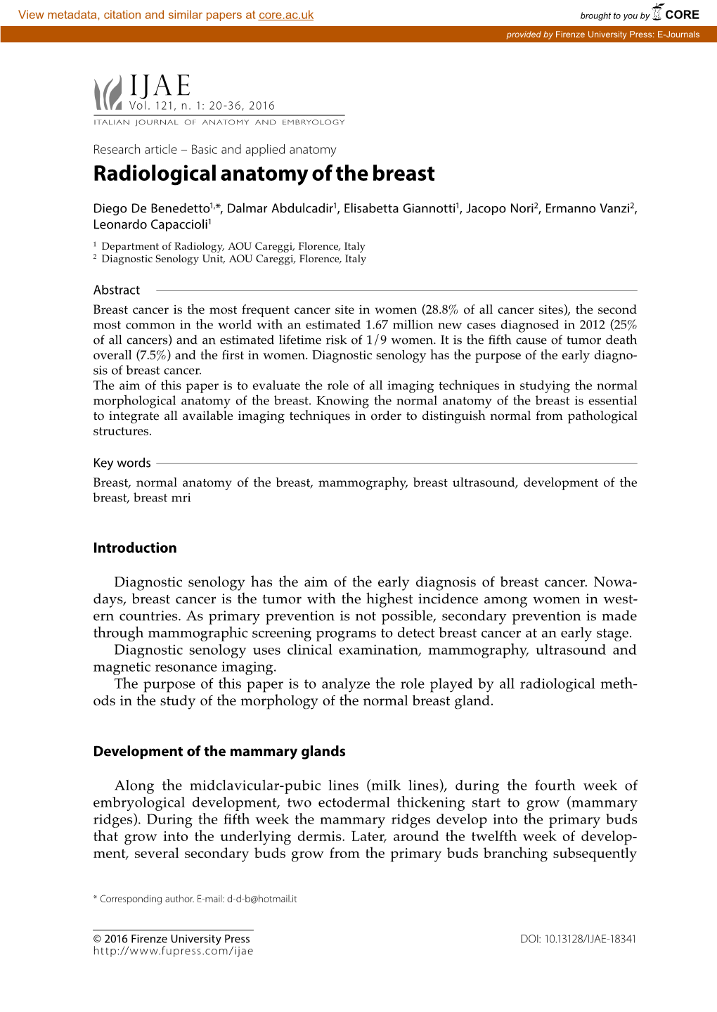 Radiological Anatomy of the Breast