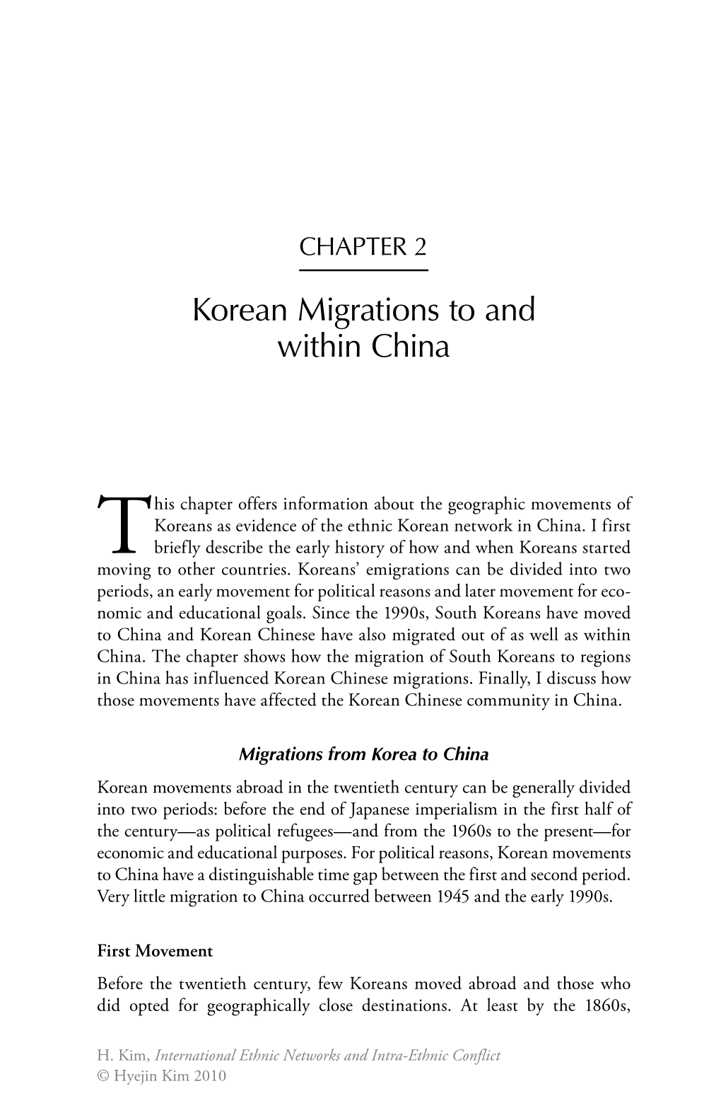 Korean Migrations to and Within China