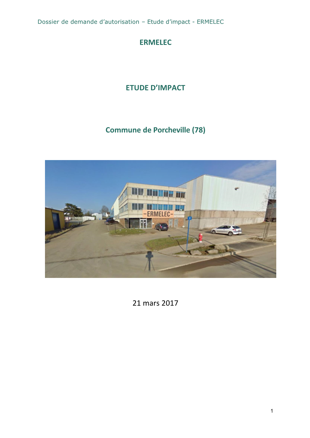 ERMELEC ETUDE D'impact Commune De Porcheville (78)