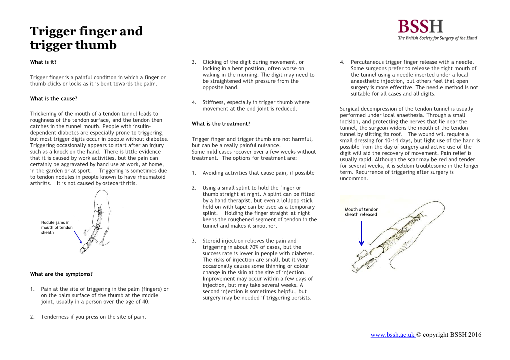 Trigger Finger and Trigger Thumb