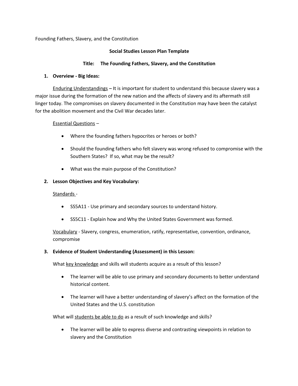 Teaching American History Lesson Plan Template s1