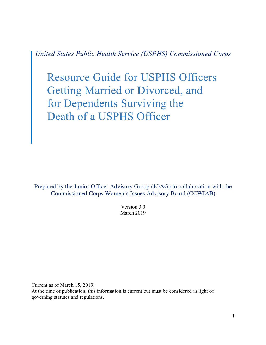 Resource Guide for USPHS Officers Getting Married Or Getting