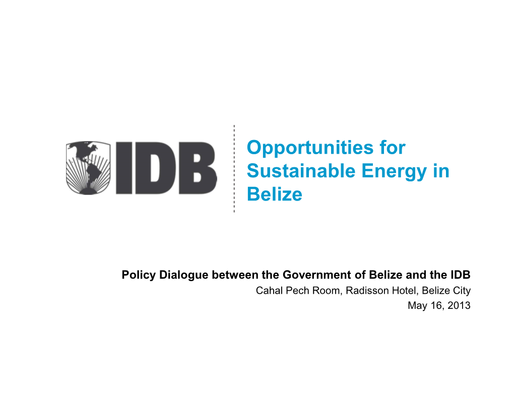 Opportunities for Sustainable Energy in Belize