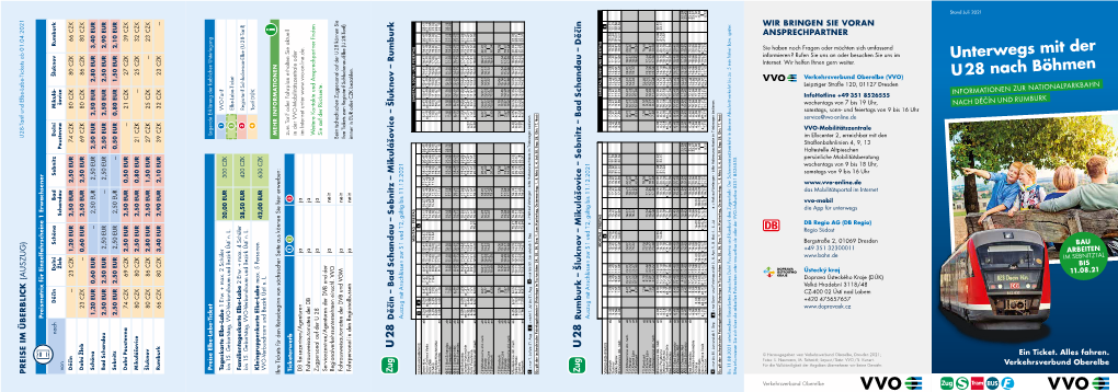 VVO-Flyer Mit Der U 28 Nach Decin Und Rumburk
